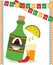 Mexican independence day, tequila bottle shot lemon and chili pepper, celebrated on september