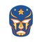 Mexican luchador mask template. Wrestling suit item with yellow blue wrestling tracery