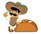 Mexican man cartoon leaning on taco