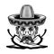 Mexican man head with mustache in sombrero hat and two crossed chili peppers vector illustration in monochrome style