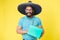 Mexican man in sombrero hat. party time. Male fashion. brutal caucasian hipster with moustache. Mature hipster with