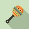 Mexican maraca icon, flat style