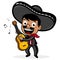 Mexican mariachi man playing the guitar. Vector illustration