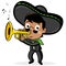 Mexican mariachi man playing the trumpet. Vector illustration