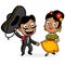 Mexican mariachi man and woman. Vector illustration