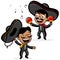 Mexican mariachi men playing the maracas and singing. Vector illustration