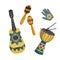 Mexican musical instruments with national patterns.