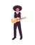 Mexican musician with guitar flat color vector faceless character