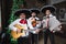 Mexican musicians mariachi in the studio