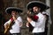 Mexican musicians mariachi in the studio