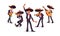 Mexican musicians mariachi vector set, with guitar and maracas, trumpet and violin.