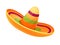 Mexican national hat, sombrero in cartoon style