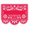 Mexican Papel Picado template design - traditional red pattern with blank text