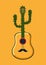 Mexican party poster with guitar and cactus. Latino live show vector illustration. Cinco de mayo symbol.
