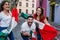 Mexican people with flags to celebrate mexican independence day in Mexico