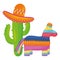 Mexican pinata with cactus and hat