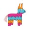 Mexican pinata donkey or llama, toy for child birthday or party celebration, doodle style vector