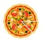 Mexican Pizza with a cut piece flat icon vector isolated