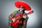 The mexican playing guitar wearing sombrero