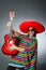 The mexican playing guitar wearing sombrero