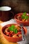 Mexican pork and capsicum stew, copy space for your text