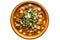 Mexican pozole soup with hominy, pork or chicken, chilies, onions, and spices in a flavorful and hearty broth