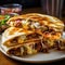 Mexican Quesadilla, Tortilla with Cheese, Meat, Traditional Mexican Quesadilla Lunch, Generative AI