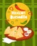Mexican Quesadilla. Traditional Latin American national food. Vertical poster with tortilla in bowl with sauces on green