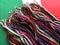 mexican rebozo multicolor with stripes, with green, white and red background