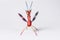 Mexican red mantis alebrije in white background in front view