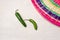 Mexican ripe green serrano pepper on white background