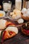 Mexican rosca de reyes or Epiphany cake ingredients and recipe on a wooden table in Mexico Latin America