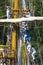 Mexican sailors climb the ropes on the masts of a sailboat