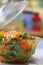 Mexican salad in a plastic bowl portrait