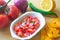 Mexican salsa pico de gallo with ingredients