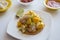 Mexican seafood with mango and shrimps