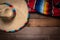 Mexican Serape blanket on wood Background