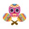 Mexican skull with maraca isolated icon