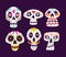 Mexican skull set. Vector illustration.