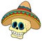 Mexican skull in sombrero
