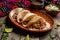 Mexican slow cooked lamb tacos also called barbacoa on wooden background