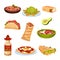 Mexican Snacks and Dishes Vector Set. Appetizing Traditional Courses and Starters Collection