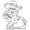 Mexican in a sombrero with a guitar black and white drawing for coloring