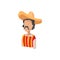 Mexican in a sombrero icon in cartoon style