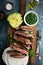 Mexican steak with avocado and green sauce