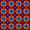 Mexican stylized talavera tiles seamless pattern in blue and red, vector