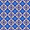 Mexican stylized talavera tiles seamless pattern in blue and white, vector