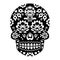 Mexican sugar skull, Halloween skull with flowers - Polish folk art Wycinanki style