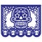 Mexican sugar skull paper decorations - Papel Picado design for Halloween, Dia de Los Muertos, Day of the Dead