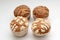 Mexican sweet bread Manteconchas vanilla and chocolate flavor cupcake type made with butter that is sold in bakeries in Mexico ori